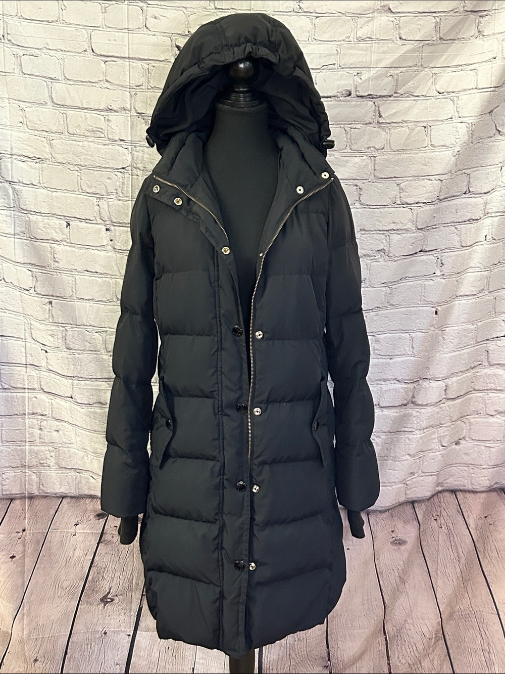 J. Crew Black Quilted Down Puffer Coat